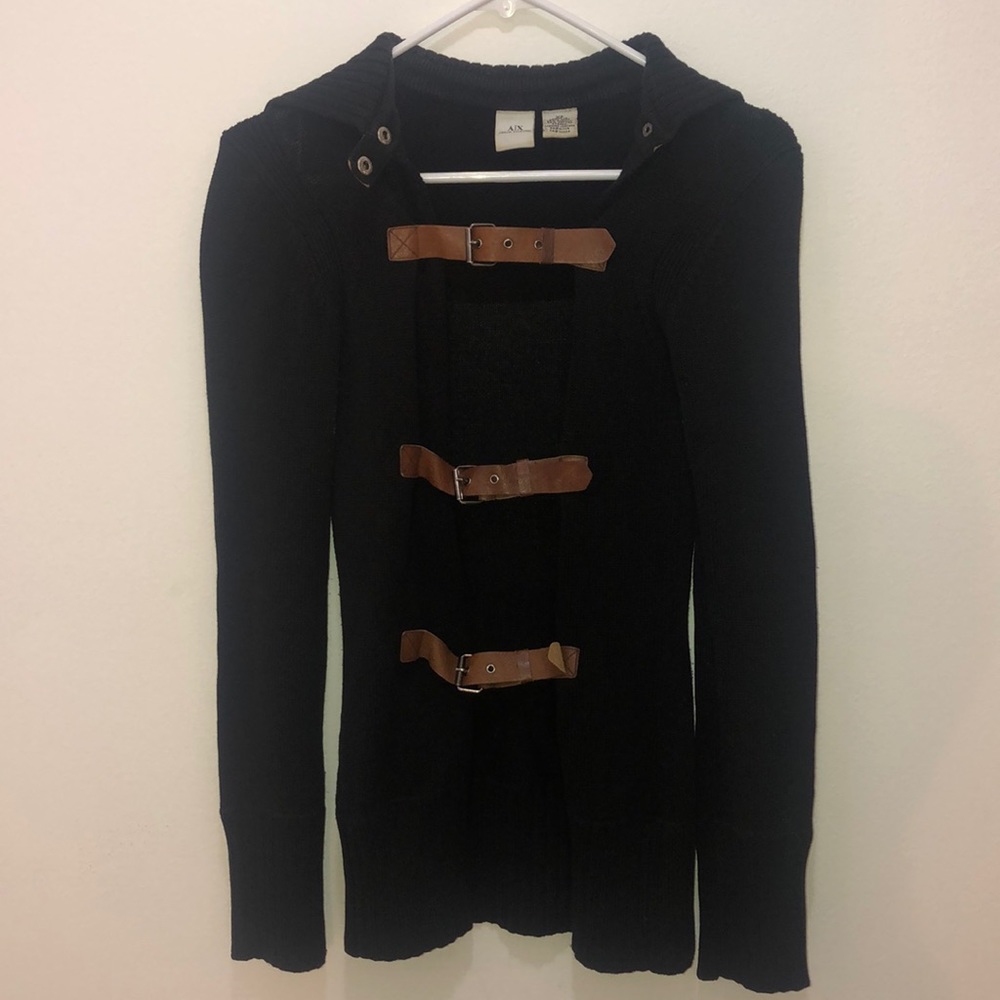 A l X Armani Exchange belted cardigan sweater